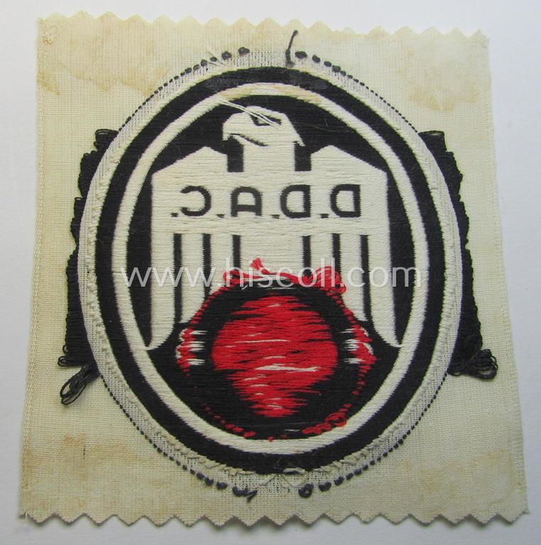 Unusually seen, so-called: D.D.A.C. (ie. 'Der Deutsche Automobil Club'-) related multi-coloured eagle-device as executed in 'BeVo'-weave pattern (that comes in a 'virtually mint- ie. unissued' condition)