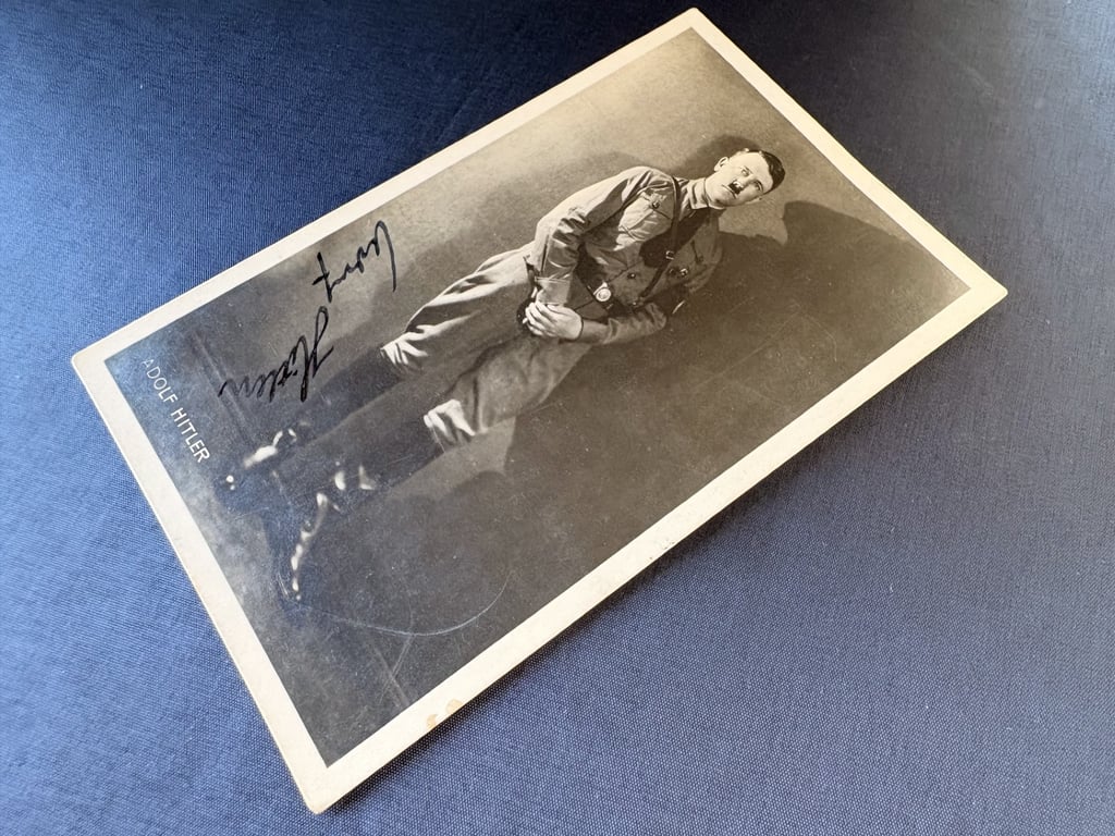 Extremely Rare Early 1920s Authentic Adolf Hitler Hand Signed Ink Signature on a Hoffmann Postcard.  ADDITIONAL PHOTOS
