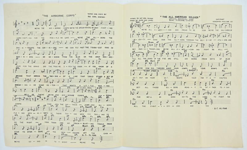US WW2 82nd Airborne Division Signed Song Book