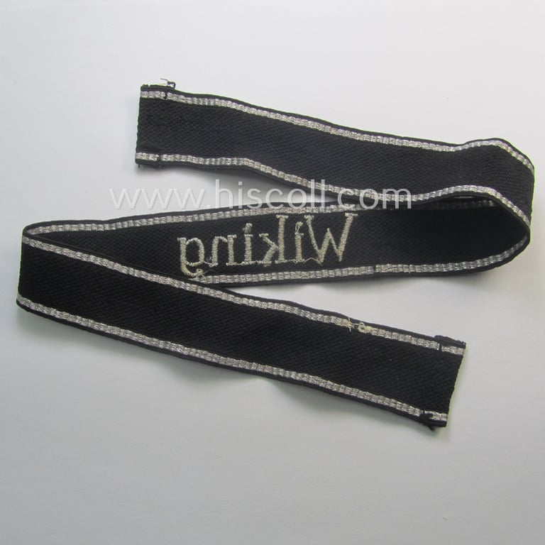 Moderately used- and/or worn Waffen-SS, 'RzM'-pattern, EM- (ie. NCO-) type cuff-title (ie. 'Ärmelstreifen') as was intended for a member of the: 5. SS-Panzer-Division "Wiking"
