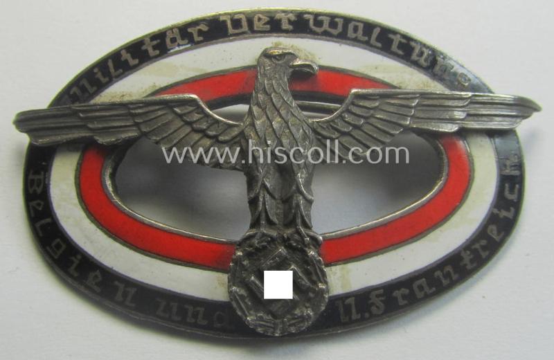 Attractive - and scarcely encountered! - WH (Heeres: 'Dienstbrosche für Zivilangehörige der Militär Verwaltung Belgien und Nordfrankreich' (being a smaller-sized example bearing the unique serial-number: '4049')