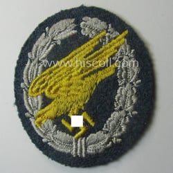 WH (LW) 'Fallschirmschützen-Abzeichen in Stoff' (or: cloth-based paratroopers'-jump-badge)...