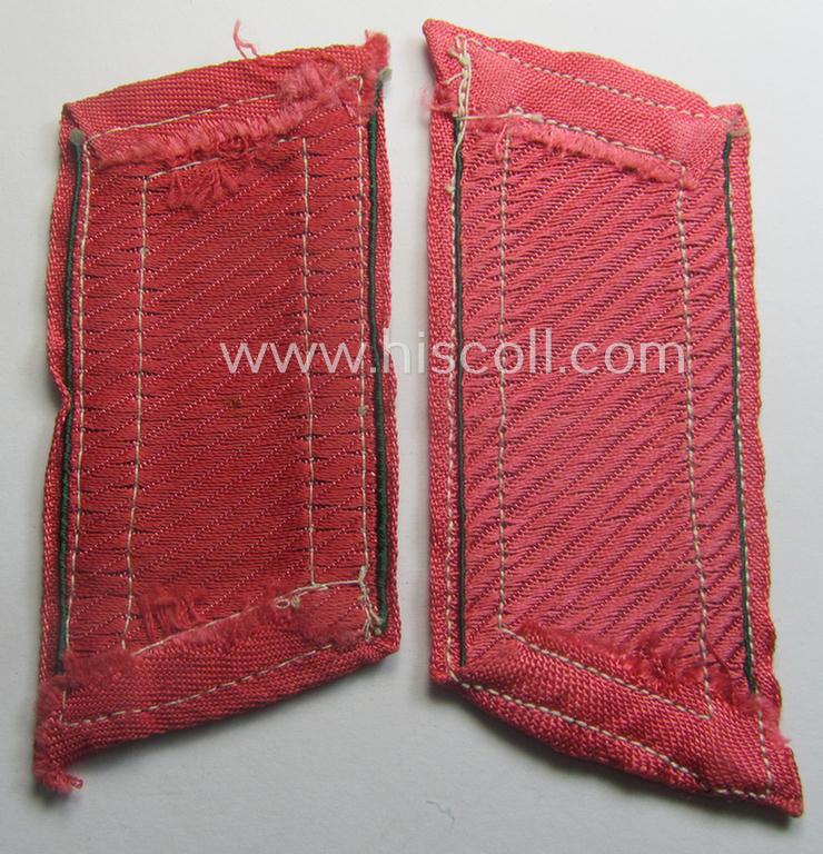 Pair of (partly!) 'BeVo'-woven, NCO-pattern 'Ostvölker'-collar-tabs as intended for a: 'Georgischer'- (ie. Georgian-) volunteer within the 'Deutsche Wehrmacht' (ie. 'Zugführer' within the: 'Georgisches Legion')