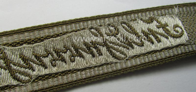 WH (Heeres) 'BeVo'-woven 'FHH-Ärmelstreifen' (ie. cuff-title) as was intended for the soldiers- (ie. NCOs) serving within the: '60. Pz-Gren.-Division “Feldherrnhalle”