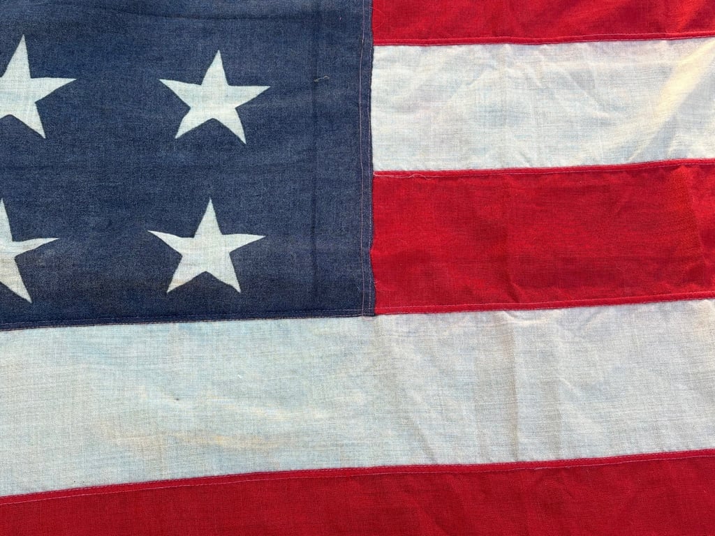 SCARCE WWII 48 STAR AMERICAN WARTIME FLAG OPERATION OVERLORD.