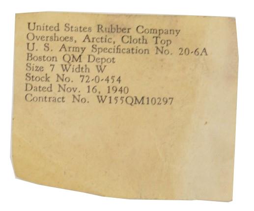 US WW2 Artic Overshoes 1940