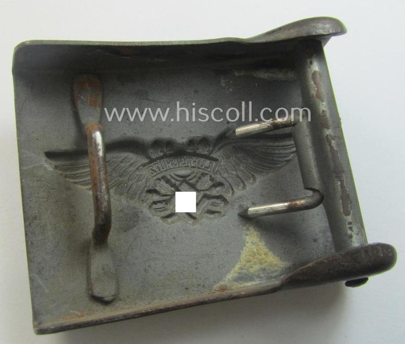 RLB (ie. 'Reichsluftschutz-Bund'), steel-based EM- (ie. NCO-) type belt-buckle (of the third- and final pattern) being a maker- (ie. 'GB'-) marked example that comes in a moderately used- ie. worn, condition