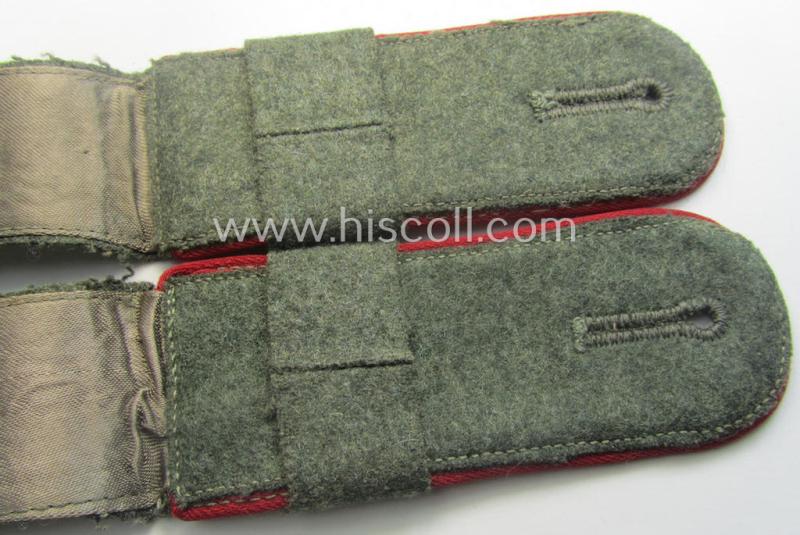 Pair of early- (ie. mid-) war-period WH (Heeres), 'M40'- (ie. 'M43-) pattern 'cyphered' EM-type shoulderstraps (with firmly-attached 'Überschuben'!): 'Soldat u. Mitglied des Veterinär-Abtlgs. 12'