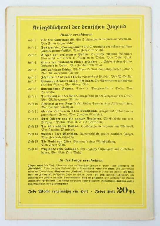 German Hitler Youth Booklet 'Die uberraschten Poilus'