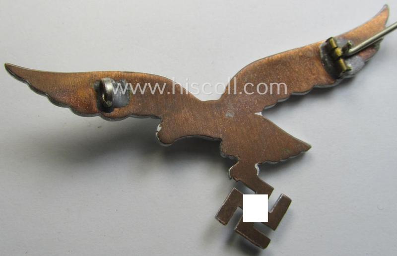 WH (Luftwaffe) aluminium-based (and 'Cupal'-) based breast-eagle for usage onto the white summer-tunics (ie. 'Brustadler für Sommerrock') being a detailed- albeit non-maker-marked specimen