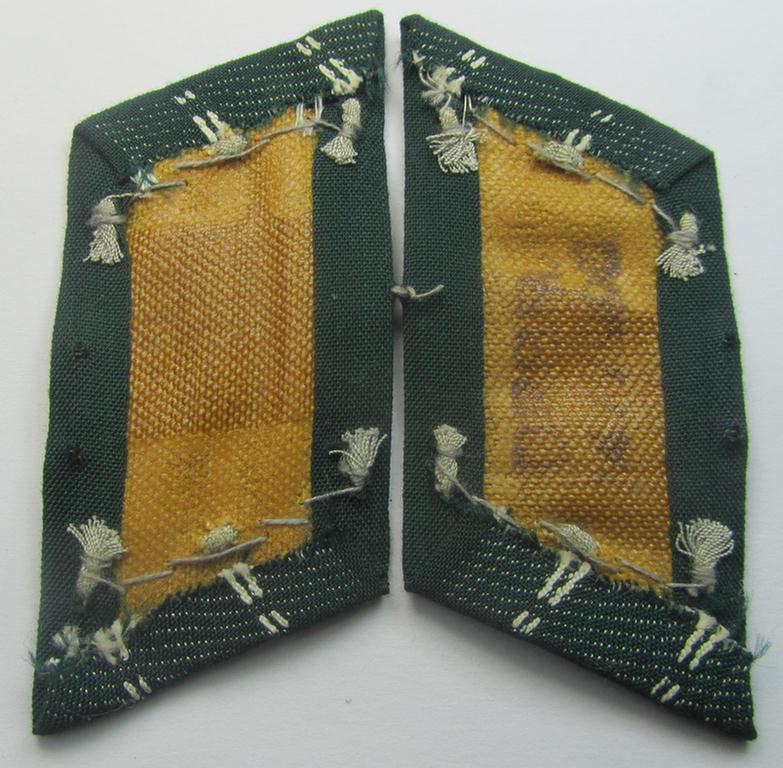 WH (Heeres) pair of (later-war-pattern) officers'-type collar-tabs (ie. 'Kragenspiegel für Offiziere') as executed in 'BeVo'-weave pattern as was intended for an officer serving within the: 'Infanterie-Trpn.'