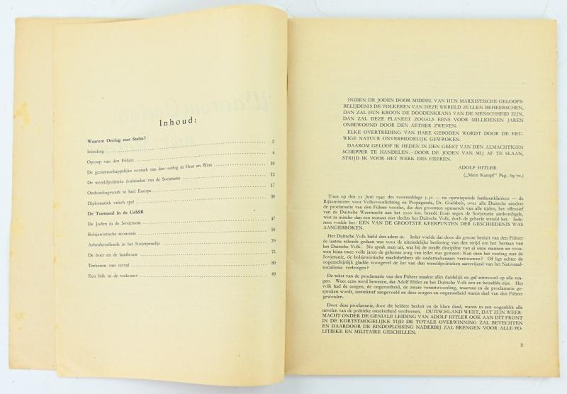 Dutch WW2 Collaboration Booklet 'Why war with Stalin?'