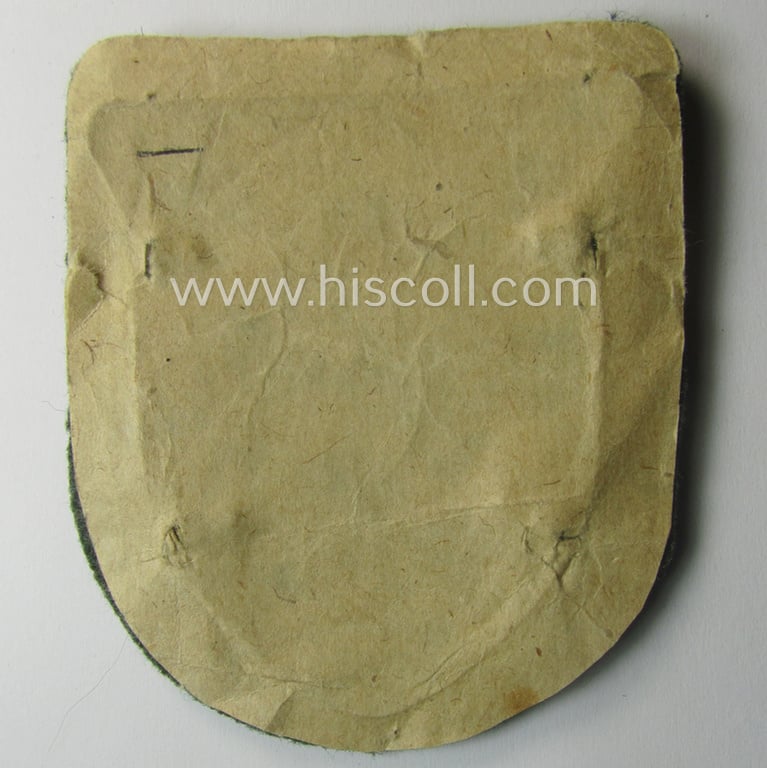 Attractive - and I deem issued but simply never used! - WH (Heeres ie. Waffen-SS) 'Krim'-campaign-shield (as was produced by a by me unidentified maker) and that comes in a wonderful and/or fully untouched, condition