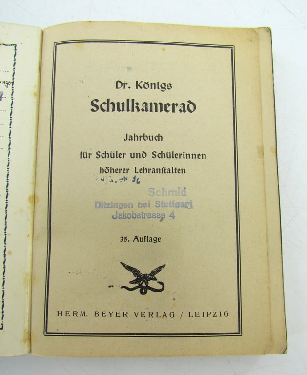 Hitler Youth small Booklet : "Schulkamerad" from Dr. Königs