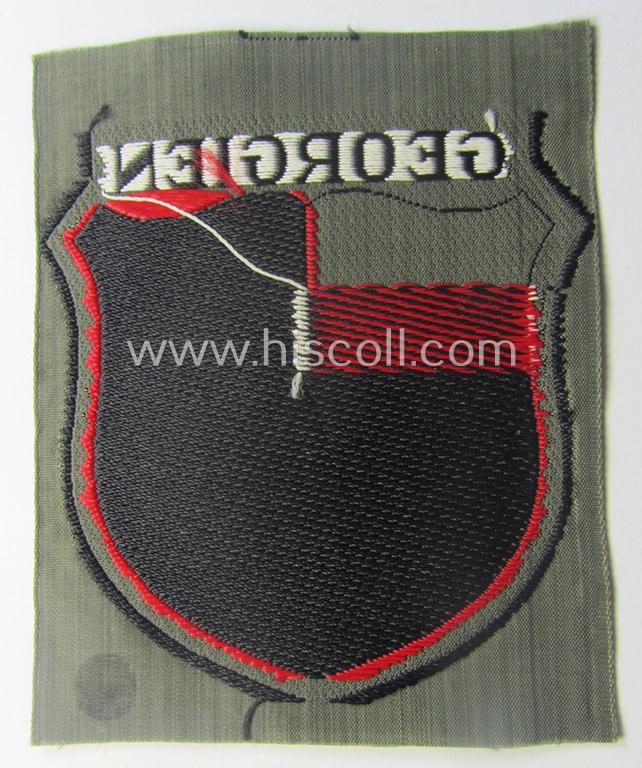 'BeVo'-type armshield entitled: 'Georgien' (being a 'virtually mint- ie. unissued' example as intended for a volunteer who served within the 'Deutsche Wehrmacht' ie. within the 'Georgisches Legion')