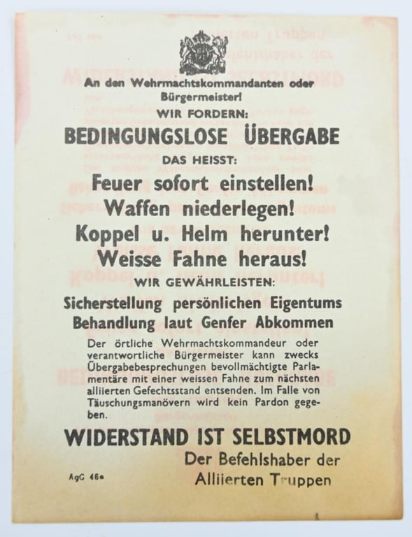Allied WW2 Droppingsflyer 'Ubergabe!'