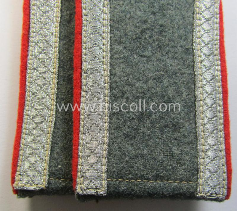 Attractive - and fully matching! - pair of WH (Heeres) early- (ie. mid-) war-period- (ie. 'M40'- ie. 'M43'-pattern), 'standard-issued' NCO-type shoulderstraps as was intended for an: 'Unterwachtmeister eines (Sturm)Art.-Abts. o. Rgts.'