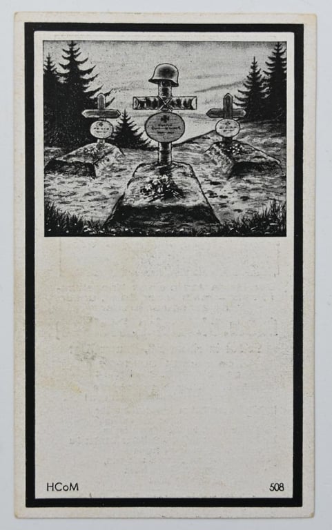German Waffen-SS Panzer Regiment Death Card