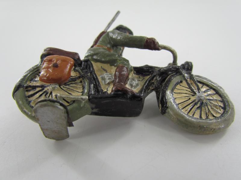 German Soldier On a Motor Bike ( Lineol )