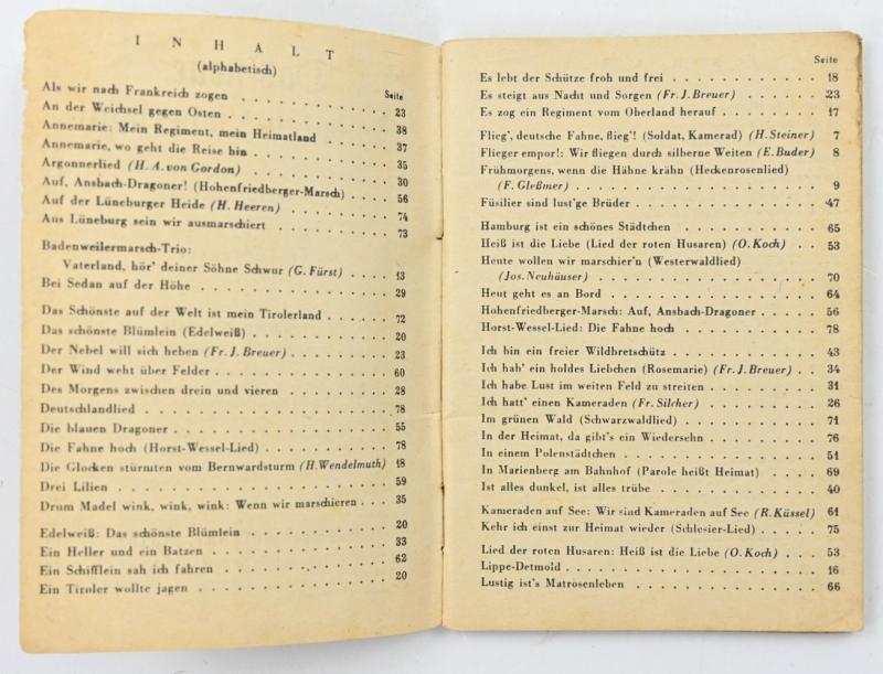 German WH Marching Songs Pocket Book