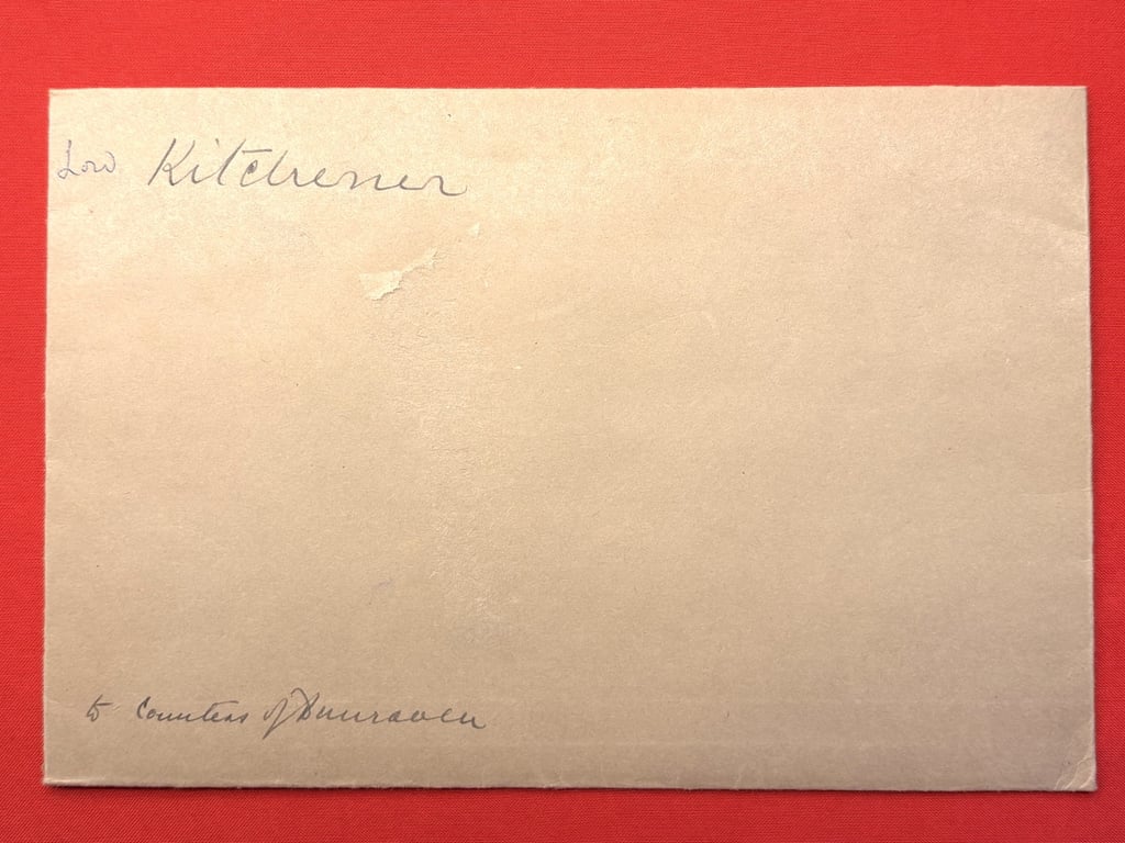 RARE DOUBLE INK SIGNED LETTER & ENVELOPE, BRITISH FIELD MARSHAL LORD KITCHENER 1910.