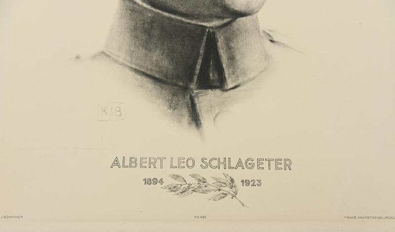 German Portrait Print/Litho of Albert Leo Schlageter by K.J.Böhringer