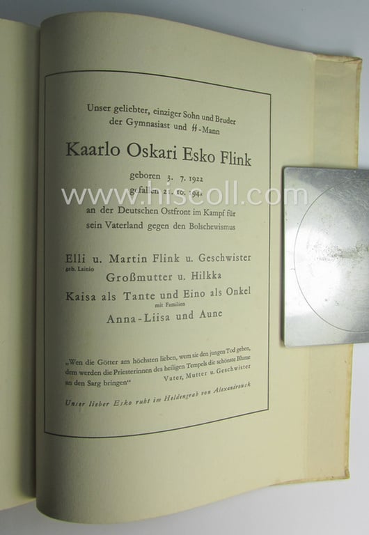 Superb - scarcely found and German-language issued! - European volunteer-related book(let) entitled: 'Aufbruch - Briefe germanischer Kriegsfreiwilliger' and that comes in an overall nice- (albeit used- ie. read, condition)