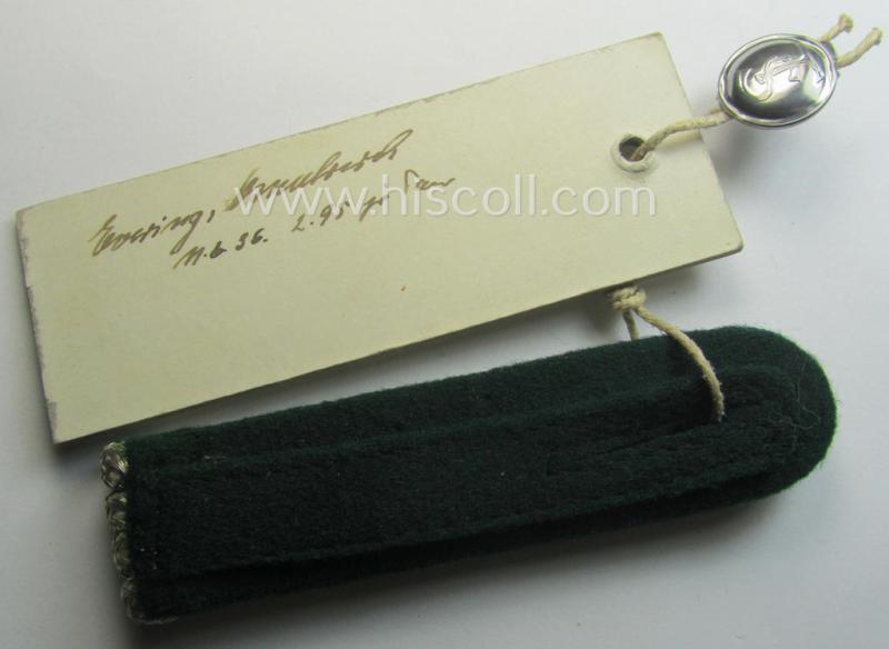 Interesting - and possible unique! - single, TR-period (ie. 1936-dated) 'Schutzenverein'-related shoulderboard being a so-called: 'Müsterstück o. Hausmuster' by the company: 'Thiele & Steinert A.G.'