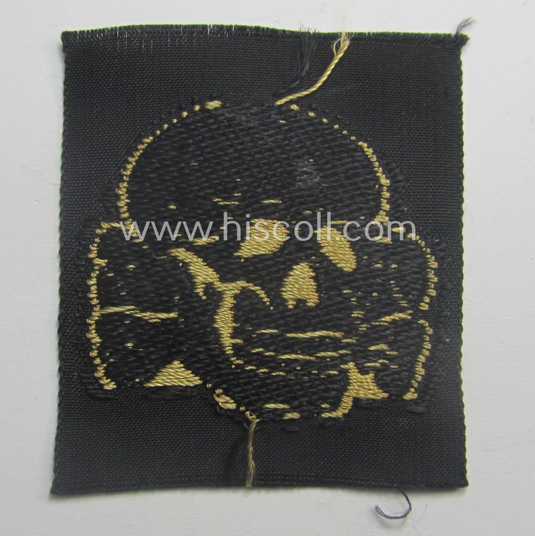 Attractive - and 'virtually mint- ie. unissued'! - example of a Waffen-SS cap-skull (being of the larger-sized model as was executed in neat 'BeVo'-weave pattern and being of the 'tropical'-version- ie. being a golden-yellow-coloured example)
