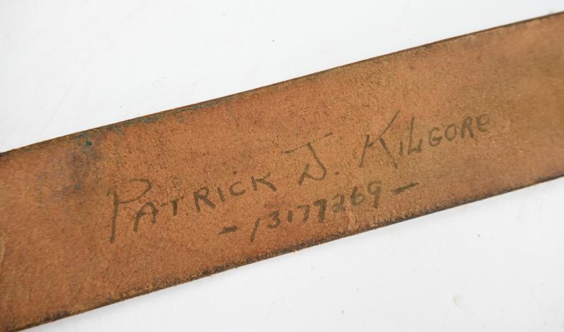US WW2 Early EM Leather Belt