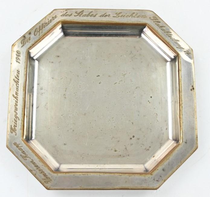 German Third Reich Era Table Silver Plate Leichte Flakabteilung 74'