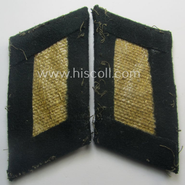 Moderately used, pair of WH (Heeres) officers'-type collar-tabs (ie. 'Kragenspiegel für Offiziere') as executed in the hand-embroidered pattern as intended for an officer serving within the: 'Nachshub-Trpn.'