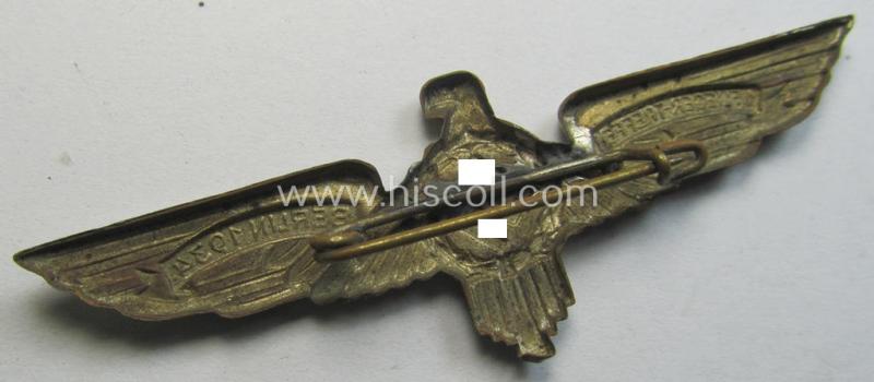 Superb - and truly scarcely found! - commemorative, silverish-toned- and typical tin-based - 'Flieger'-related 'tinnie' depicting an eagle-device with swastika and text (ie. date) that reads: '1. Flieger-Treffen - Berlin 1934'