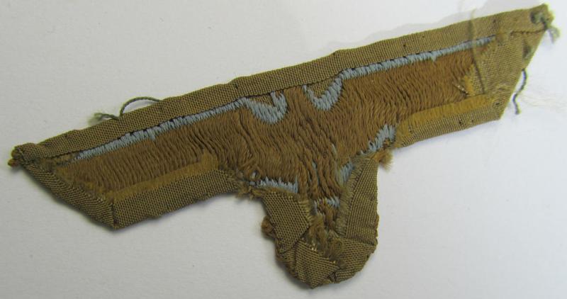 Attractive, WH (Heeres) 'tropical-issued' (ie. DAK or: 'Deutsches Afrika Korps'-related-) cap-eagle being an example as was executed in neat so-called: 'BeVo'-weave style (and that comes in a clearly used- and pre-confectioned- ie. once cap-att...