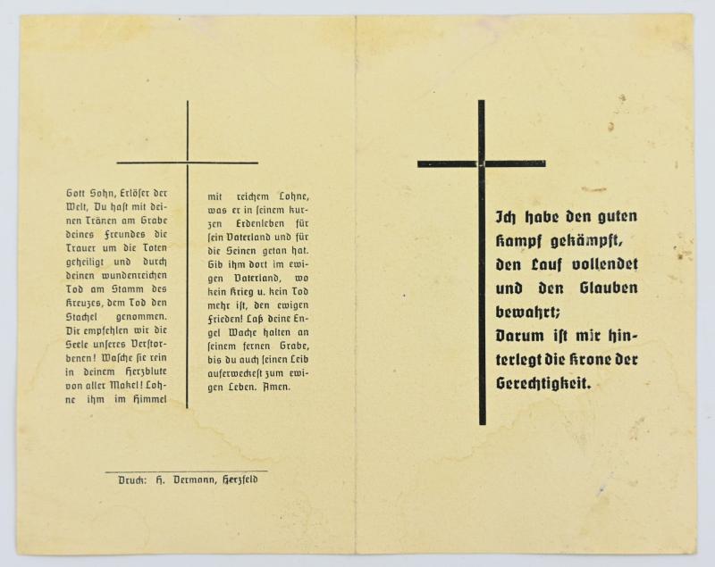German Deathcard 'Hermann Schafer'