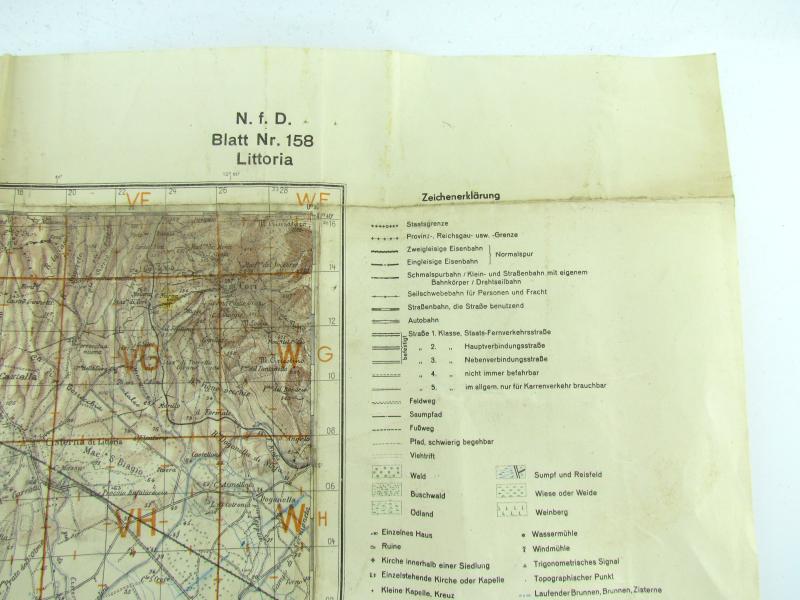 Wehrmacht "Truppenkarte" Littoria ( Italy ) 1943