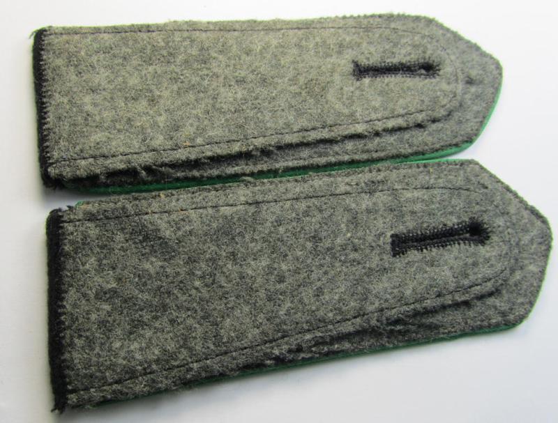 Attractive - and actually scarcely encountered! - pair of EM- (ie. NCO-) type shoulderstraps as was intended for usage by a member who served within the 'Sicherheitsdienst'- (ie. 'SD'-) related so-called: 'Schützmannschaften' (ie. 'Schuma')