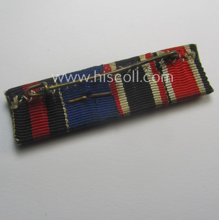 4-pieced, WWII- (ie. TR-) period ribbon-bar (ie. 'Feld- o. Bandspange') showing various WWII-period awards (amongst which a Czech 'Anschluss'-medal with attached tiny but very detailed 'PB'-bar!)