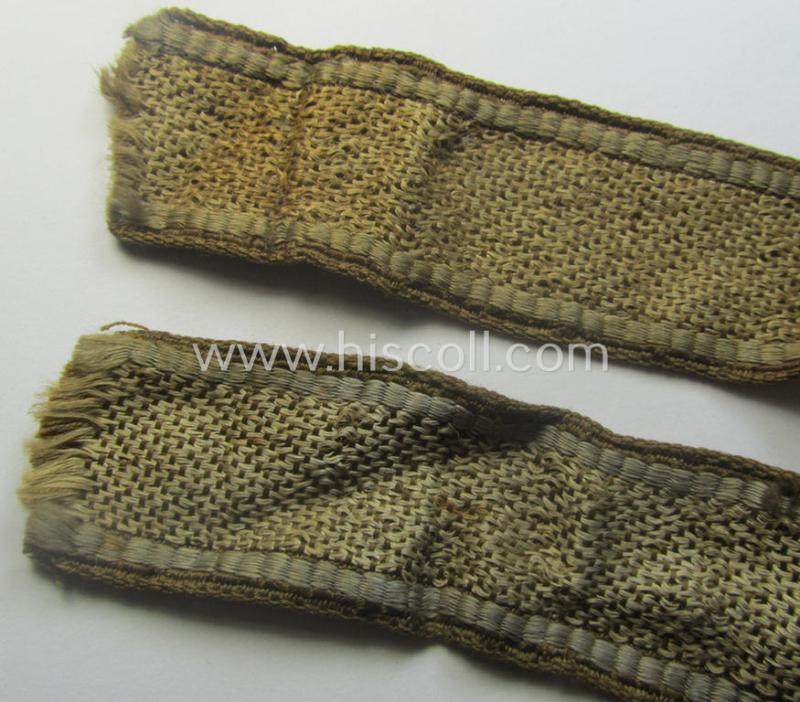 Truly used- and/or tunic-removed - almost full length and scarcely encountered! - WH (Heeres) 'BeVo'-woven: 'FHH-Ärmelstreifen' (ie. cuff-title) as was intended for the soldiers- (ie. NCOs) serving within the: '60. Pz-Gren.-Div. “Feldherrnhalle”