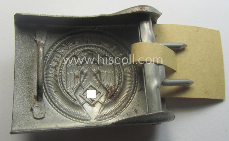 'Virtually mint' - and actually very scarcely encountered! - 'HJ- o. Hitlerjugend'-belt-buckle being a clearly maker- (ie. 'RzM M4/24'- ie. 'FLL') marked example that comes with its period-attached makers'-etiket