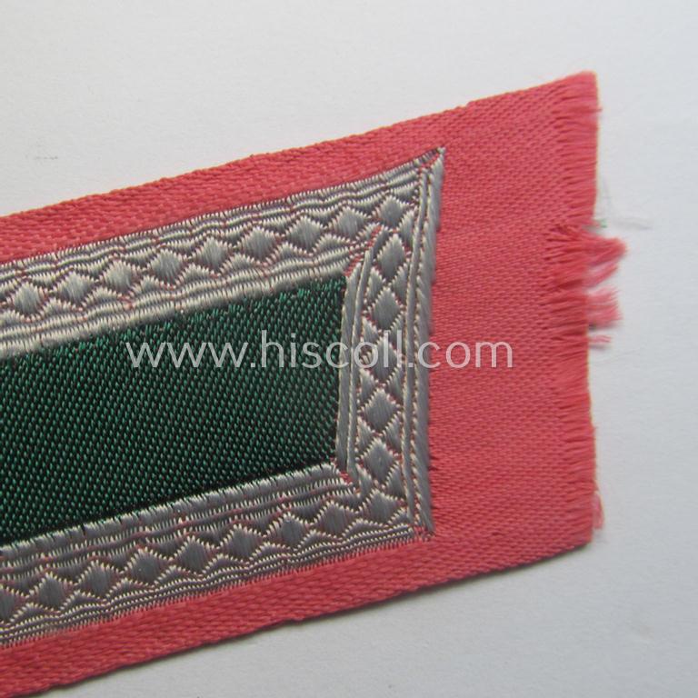 Regrettably single, (entirely!) 'BeVo'-woven, NCO-pattern 'Ostvölker'-collar-tab as intended for a: 'Georgischer'- (ie. Georgian-) volunteer within the 'Deutsche Wehrmacht' (ie. 'Zugführer' within the: 'Georgisches  Legion')