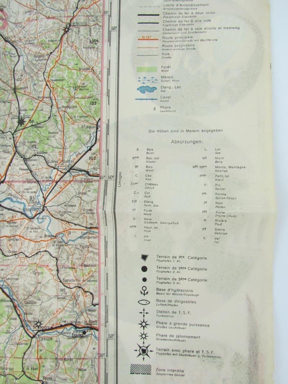 Luftwaffe Navigation Map Bordeaux France 1933  ( SCHWERTER ZU PFLUGSCHAREN)