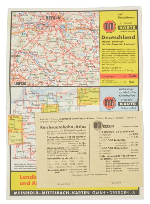 German Third Reich Period Advertising Flyer 'Reichs Autobahn Atlas'