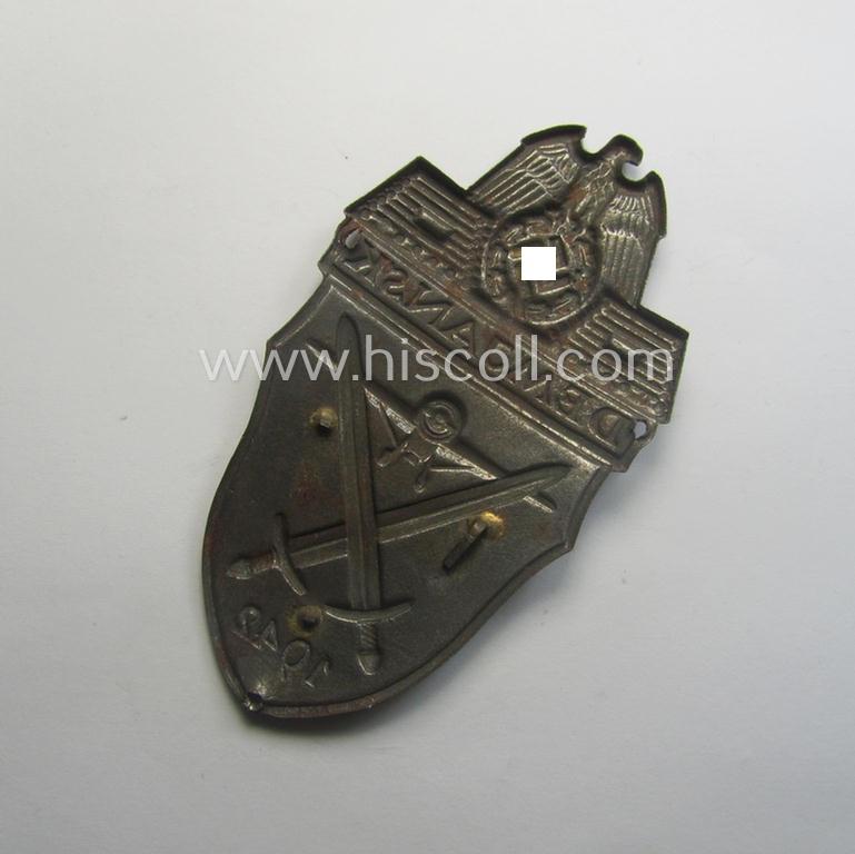 Nicely preserved - albeit regrettably incomplete ie. relic! - example of a WH (Heeres ie. Waffen-SS) 'Demjansk'-campaign-shield as executed in typical magnetic, so-called: 'Eisenblech'
