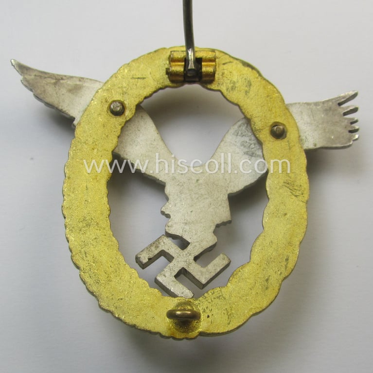 Stunning, WH (Luftwaffe) so-called: 'Gemeinsames Flugzeugführer- u. Beobachterabzeichen' (aka: 'Doppelabzeichen') as produced by the: 'Friedrich Linden'- (ie. 'F.L.L.-') company that comes in a wonderful and only moderately worn, condition