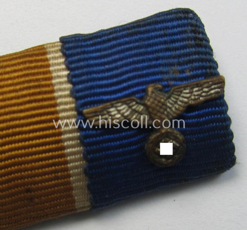 4-pieced, WH ie. WWII-period ribbon-bar (ie. 'Feld- o. Bandspange') showing the ribbons for an: 'EK II.Kl.', an: 'Ost'-medal, a: 'Westwall'-medal and a: WH 'Dienstauszeichnung der 4. Stufe'