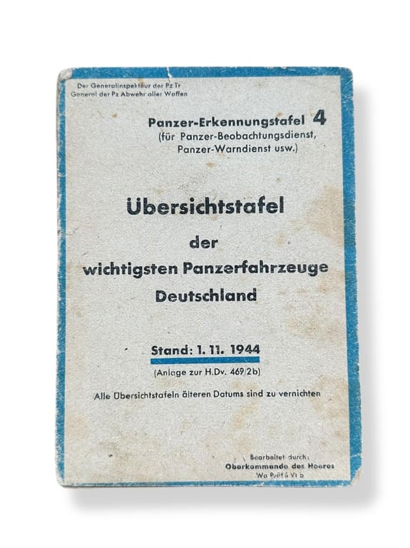 Recognition cards 'Panzer-Erkennungstafel'
