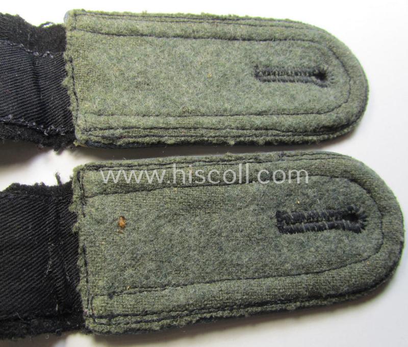 Attractive - and fully matching! - pair of Waffen-SS NCO-type- (ie. 'tropical-styled') shoulderstraps as was intended for usage by an: 'Unterscharführer' who served within the: 'Waffen-SS Nachschub-Truppen' (or: Waffen-SS transport-troops)