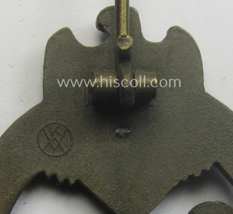 Superb - and hardly used- nor worn! - 'Panzerkampfabzeichen in Bronze' being a clearly maker- (ie. 'KWM'-) marked (and/or: typical zinc- ie. 'Feinzink'-based-) example as was procuced by the: 'Karl Würster'-company
