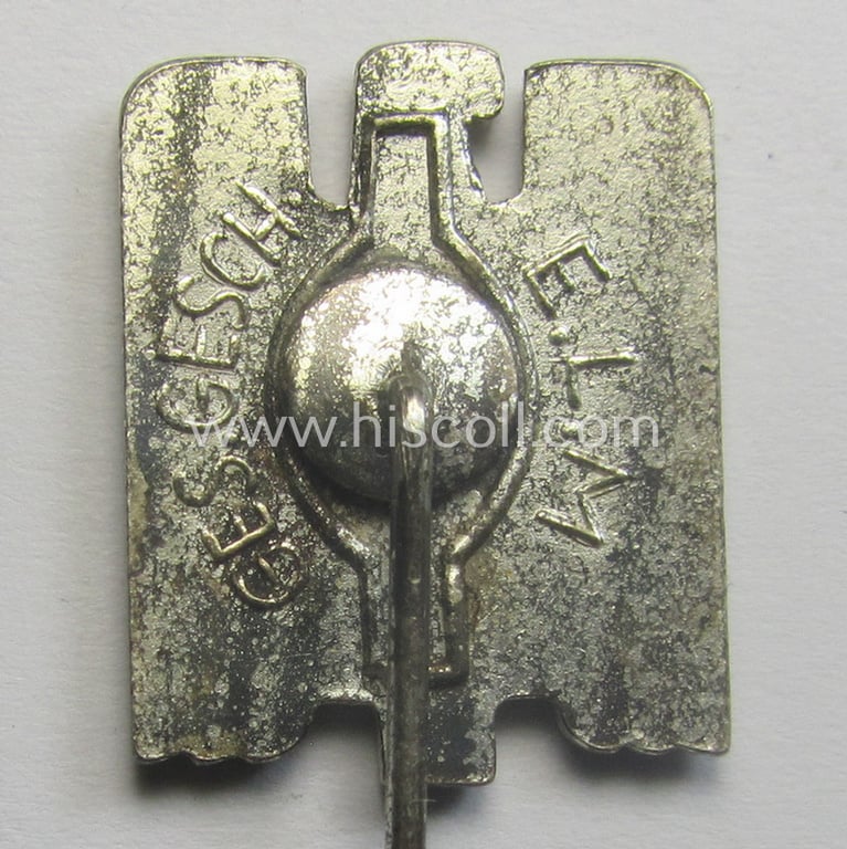 DRK (ie. 'Deutsches Rotes Kreuz') civil-attire badge (ie. 'Zivilabzeichen des D.R.K.') being a detailed example that shows an: 'ELM'-makers'- and/or: 'Ges.Gesch.'-patent-designation